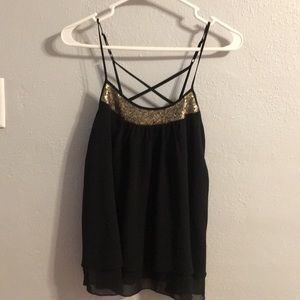 Gold sequin tank top
